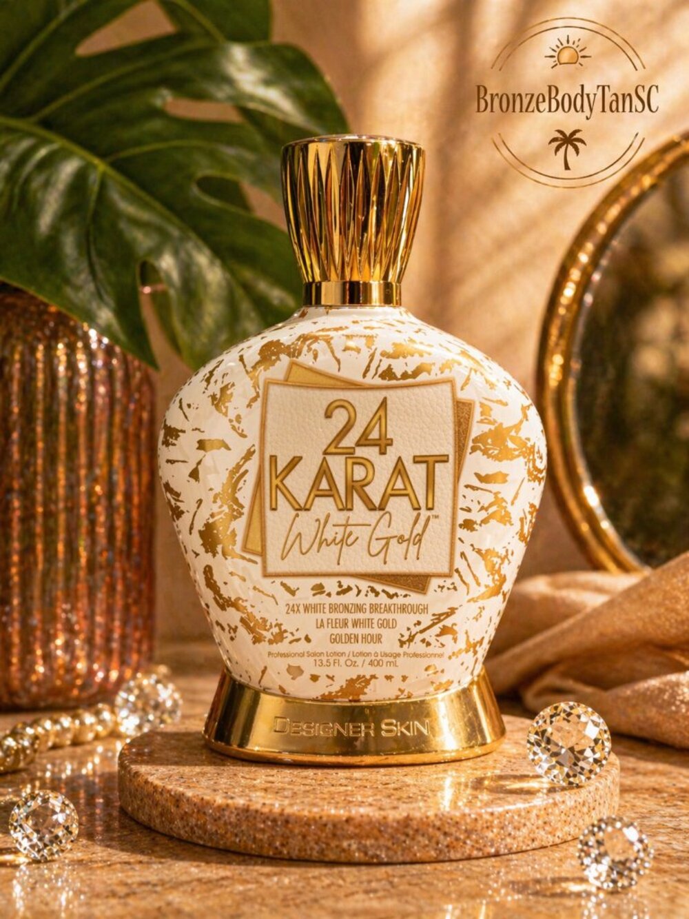 ☀️ 24 Karat White Gold ☀️ Designer Skin -24x Bronzing Tanning Lotion 13.5oz 24kt